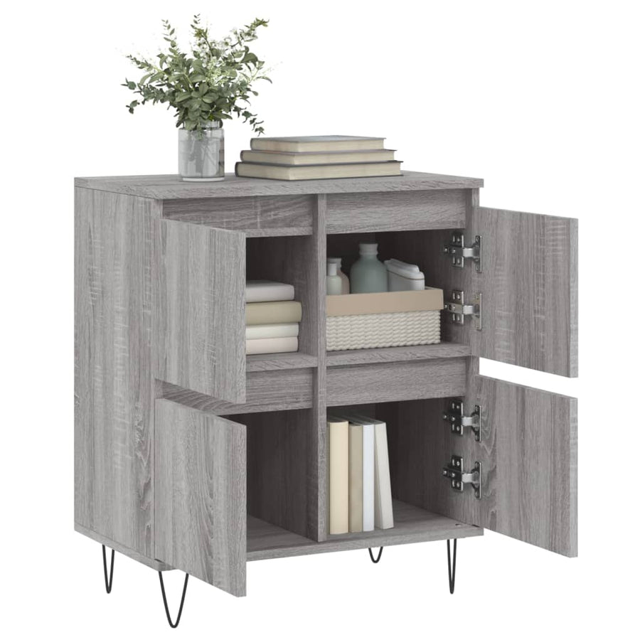 Dressoir 60X30X75 Cm Bewerkt Hout Grijs Sonoma Eikenkleurig
