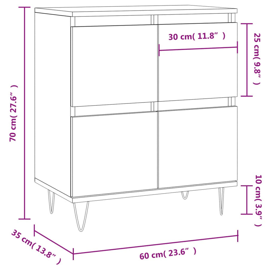 Dressoir 60X30X75 Cm Bewerkt Hout Grijs Sonoma Eikenkleurig
