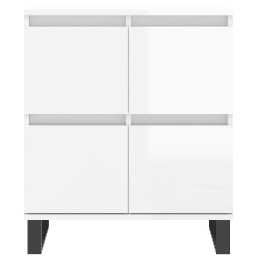 Dressoir 60X35X70 Cm Bewerkt Hout Hoogglans Wit