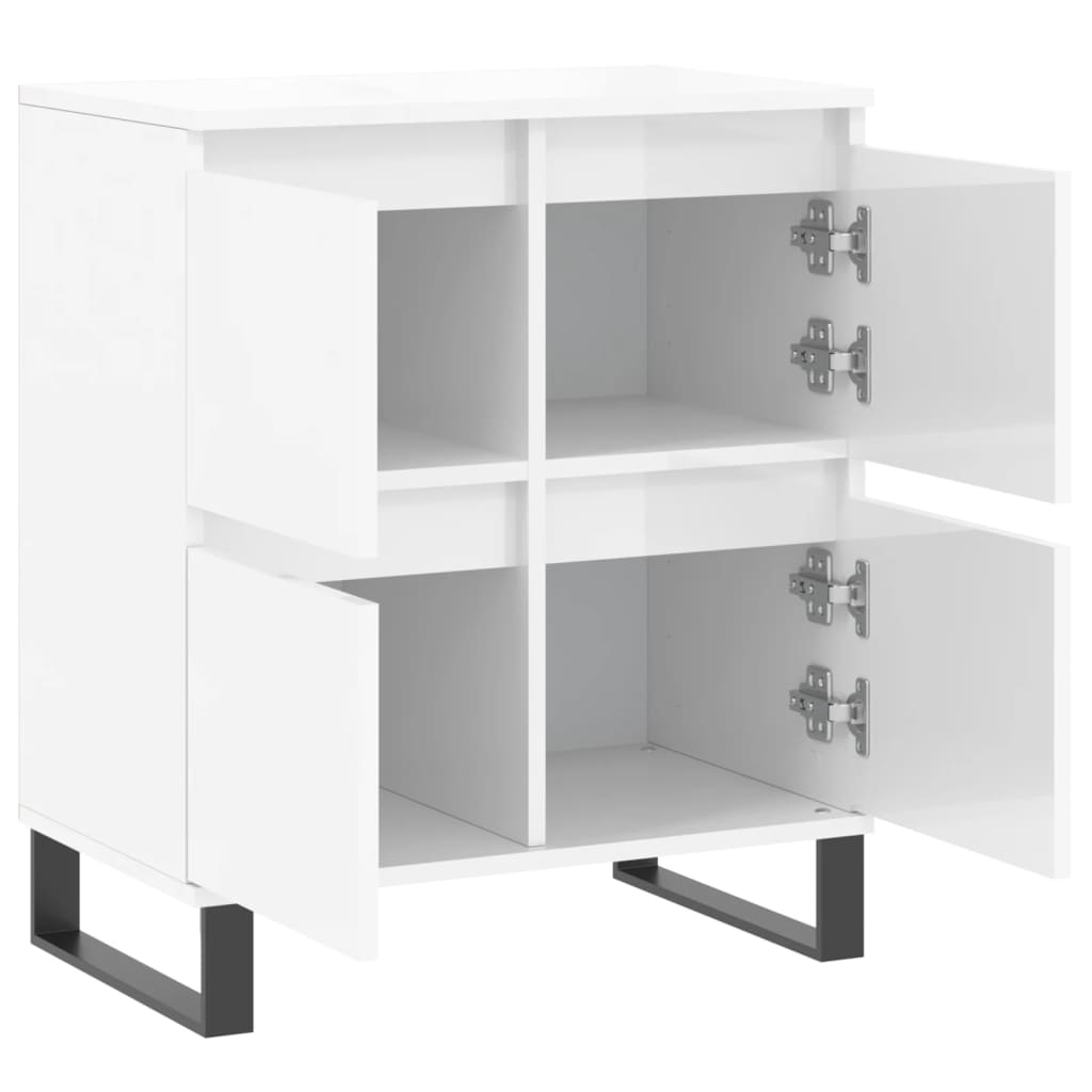 Dressoir 60X35X70 Cm Bewerkt Hout Hoogglans Wit