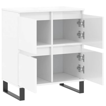 Dressoir 60X35X70 Cm Bewerkt Hout Hoogglans Wit