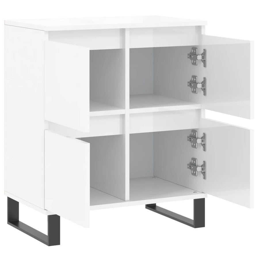 Dressoir 60X35X70 Cm Bewerkt Hout Hoogglans Wit