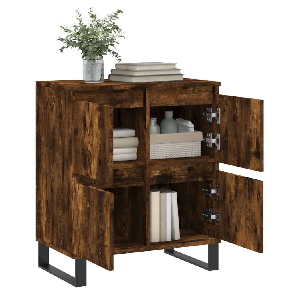 Dressoir 60X35X70 Cm Bewerkt Hout Gerookt Eikenkleurig