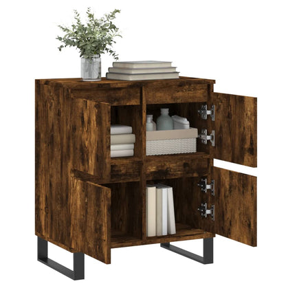 Dressoir 60X35X70 Cm Bewerkt Hout Gerookt Eikenkleurig