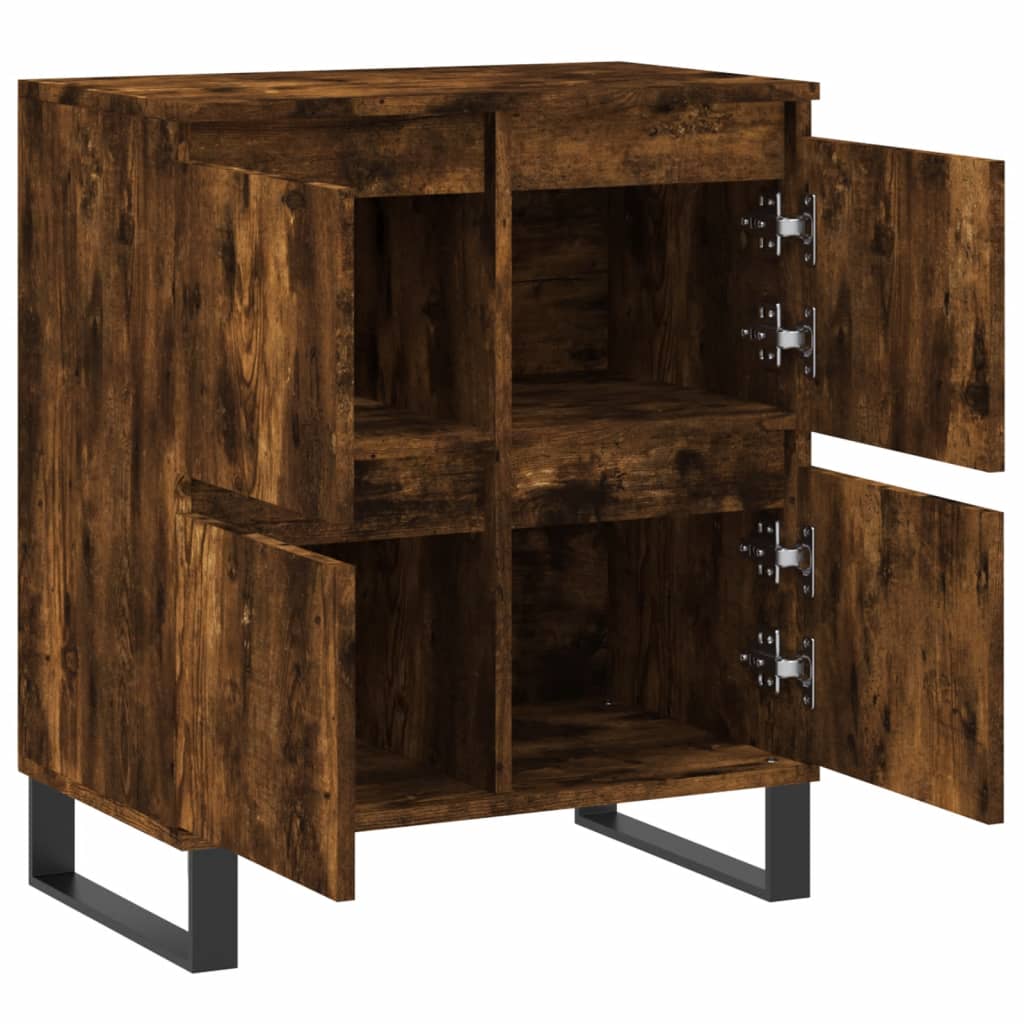 Dressoir 60X35X70 Cm Bewerkt Hout Gerookt Eikenkleurig
