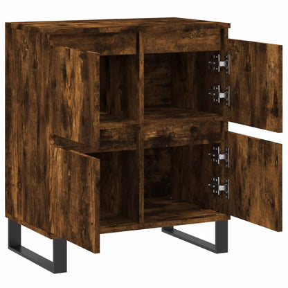 Dressoir 60X35X70 Cm Bewerkt Hout Gerookt Eikenkleurig