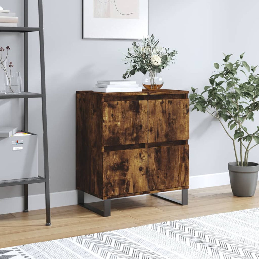 Dressoir 60X35X70 Cm Bewerkt Hout Gerookt Eikenkleurig