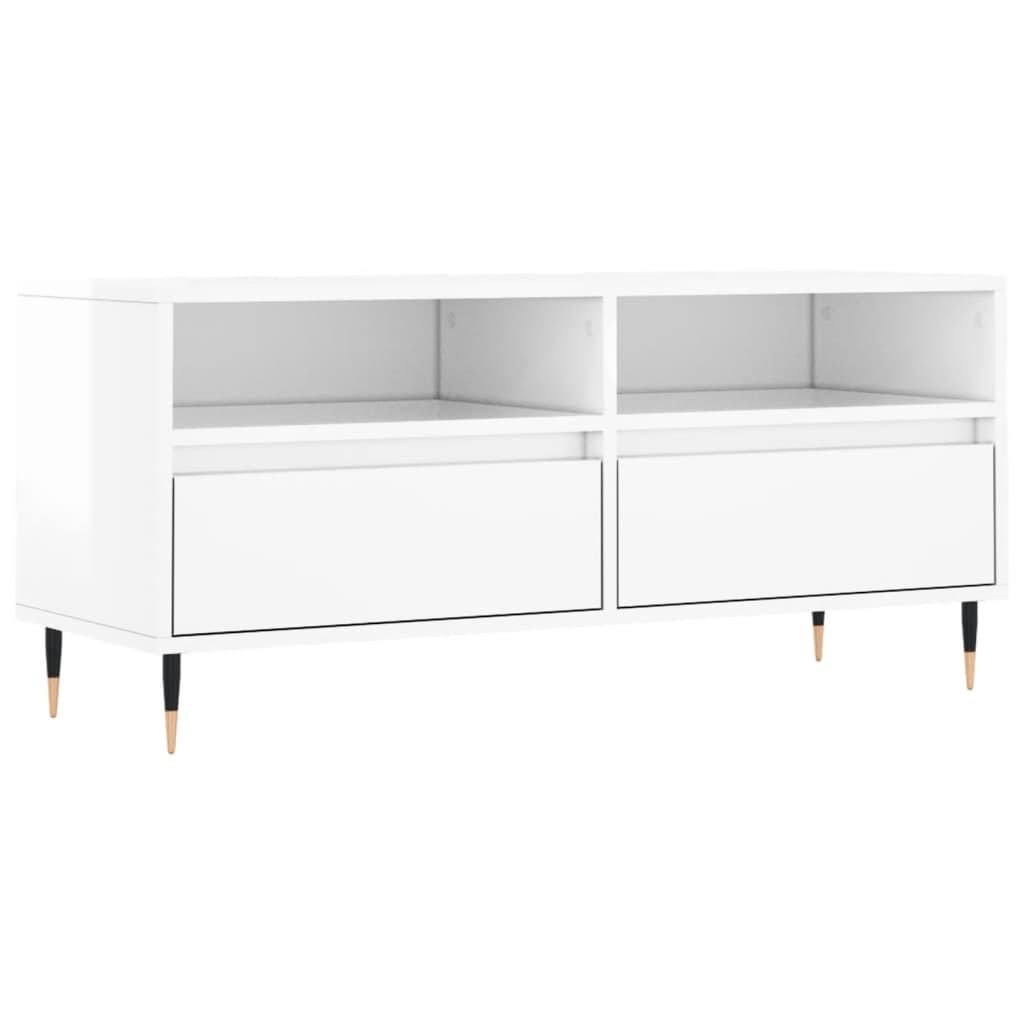 Tv-Meubel 00X34,5X44,5 Cm Bewerkt Hout Hoogglans wit