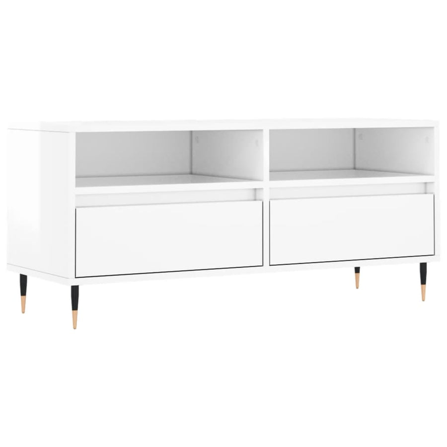 Tv-Meubel 00X34,5X44,5 Cm Bewerkt Hout Hoogglans wit