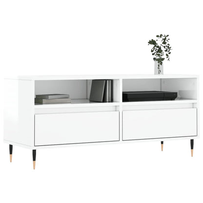 Tv-Meubel 00X34,5X44,5 Cm Bewerkt Hout Hoogglans wit