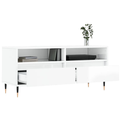 Tv-Meubel 00X34,5X44,5 Cm Bewerkt Hout Hoogglans wit