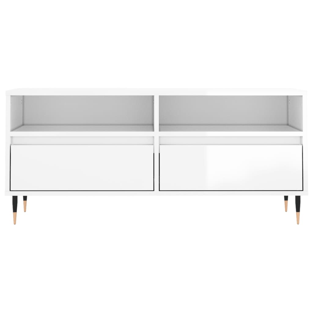 Tv-Meubel 00X34,5X44,5 Cm Bewerkt Hout Hoogglans wit