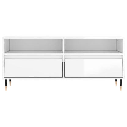 Tv-Meubel 00X34,5X44,5 Cm Bewerkt Hout Hoogglans wit