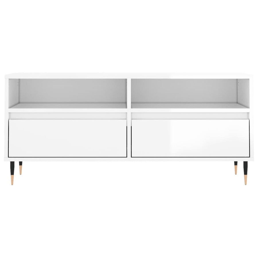 Tv-Meubel 00X34,5X44,5 Cm Bewerkt Hout Hoogglans wit