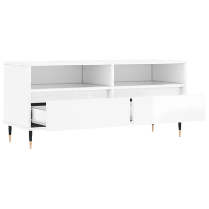 Tv-Meubel 00X34,5X44,5 Cm Bewerkt Hout Hoogglans wit