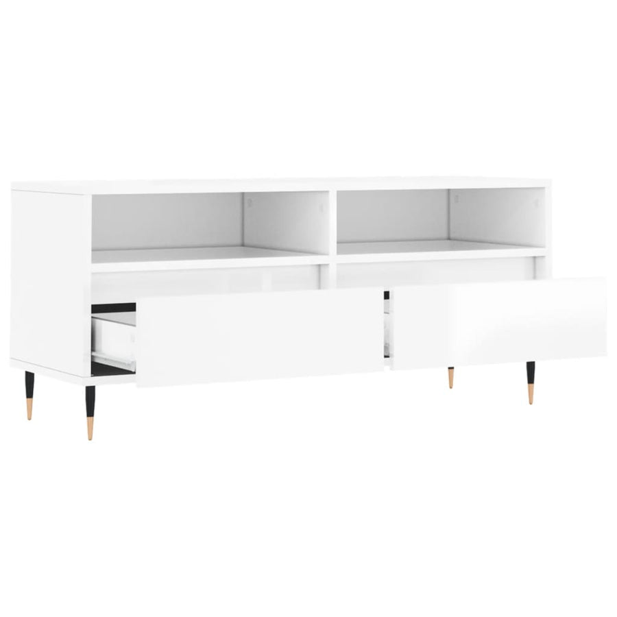 Tv-Meubel 00X34,5X44,5 Cm Bewerkt Hout Hoogglans wit
