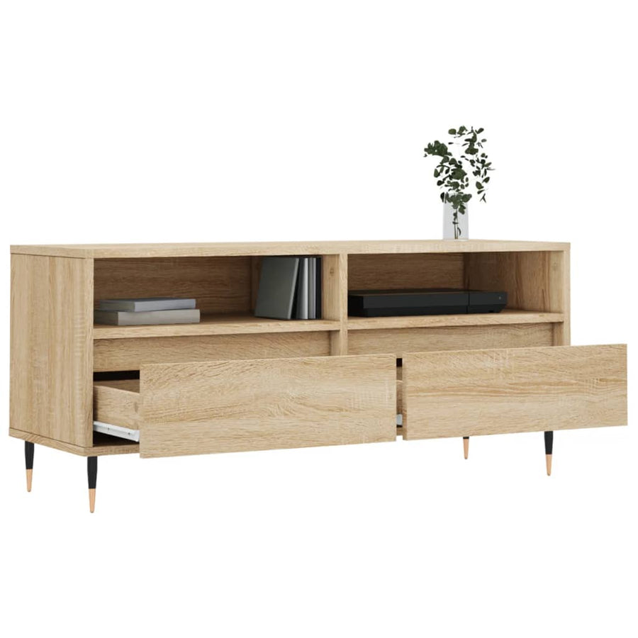 Tv-Meubel 100X34,5X44,5 Cm Bewerkt Hout Kleurig Sonoma eiken