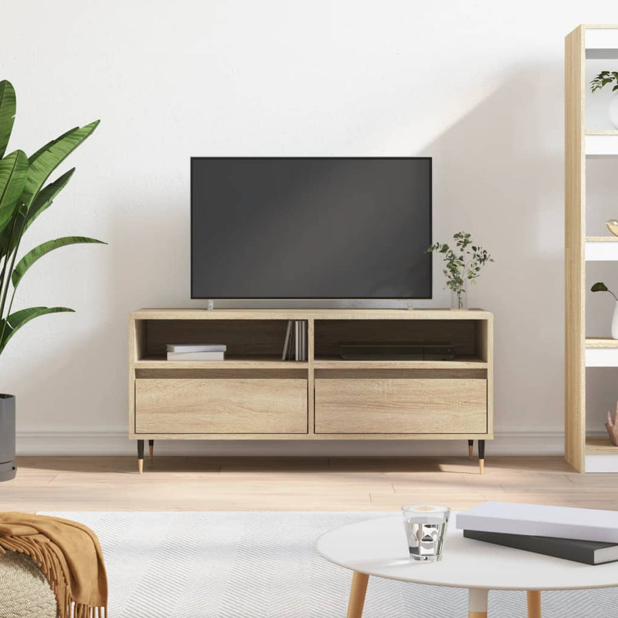Tv-Meubel 100X34,5X44,5 Cm Bewerkt Hout Kleurig Sonoma eiken