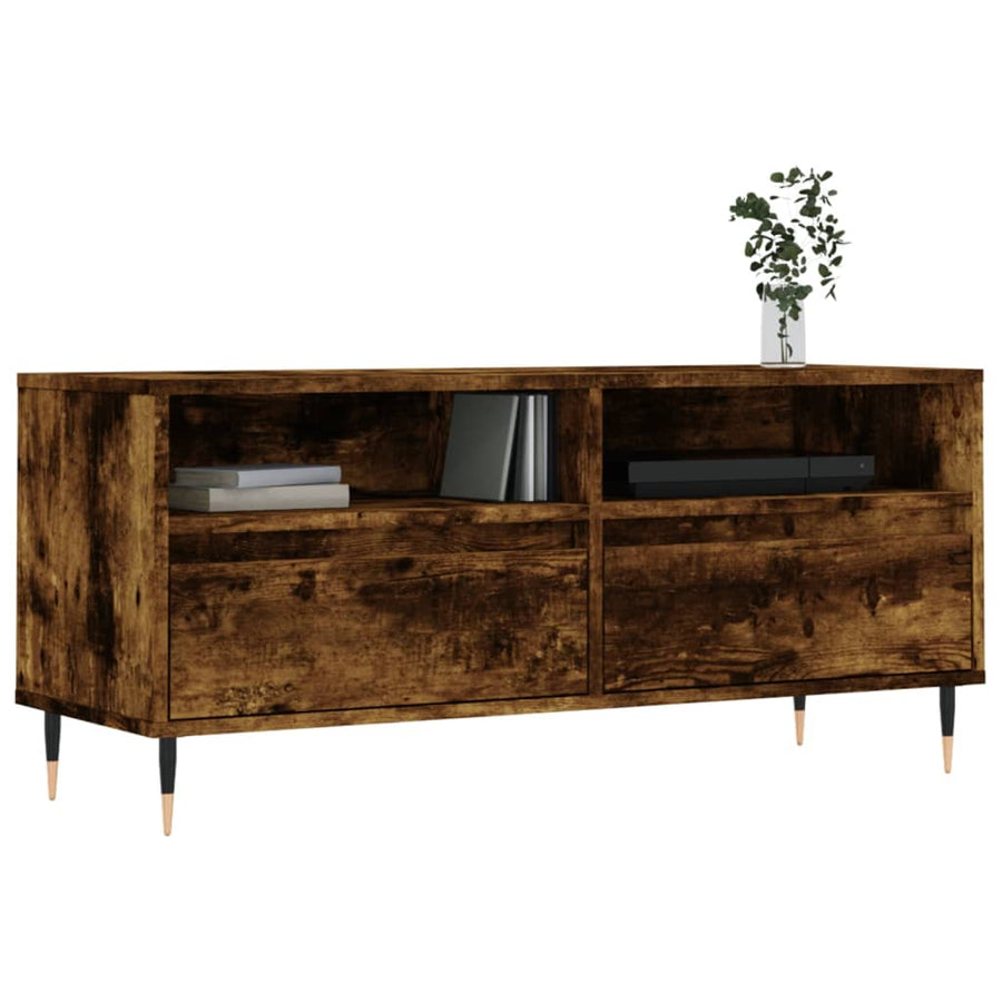 Tv-Meubel 100X34,5X44,5 Cm Bewerkt Hout Kleurig Gerookt eiken