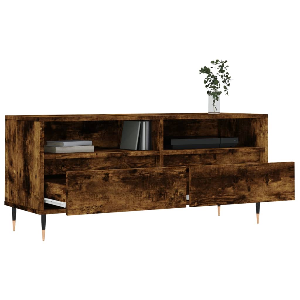 Tv-Meubel 100X34,5X44,5 Cm Bewerkt Hout Kleurig Gerookt eiken