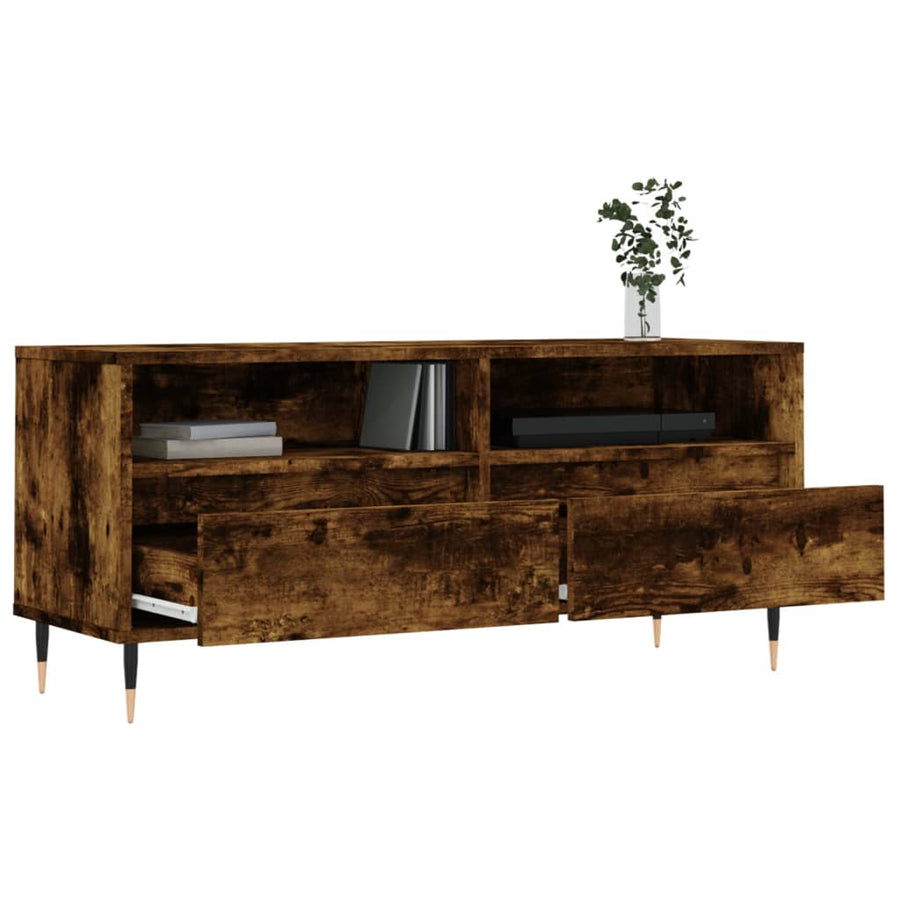 Tv-Meubel 100X34,5X44,5 Cm Bewerkt Hout Kleurig Gerookt eiken