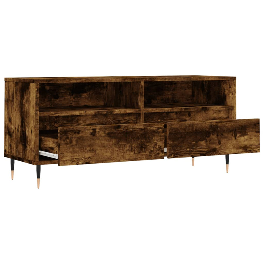 Tv-Meubel 100X34,5X44,5 Cm Bewerkt Hout Kleurig Gerookt eiken
