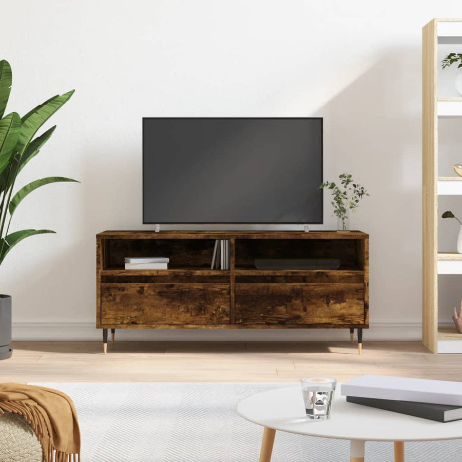 Tv-Meubel 100X34,5X44,5 Cm Bewerkt Hout Kleurig Gerookt eiken