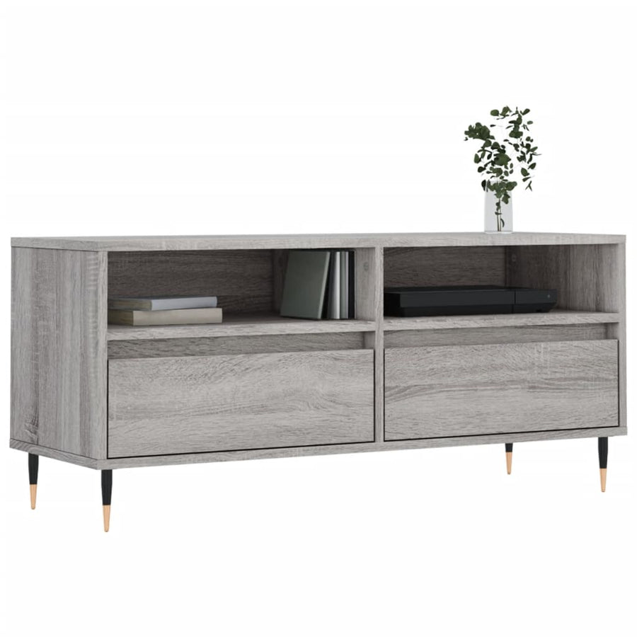 Tv-Meubel 00X34,5X44,5 Cm Bewerkt Hout Eikenkleur Grijs sonoma