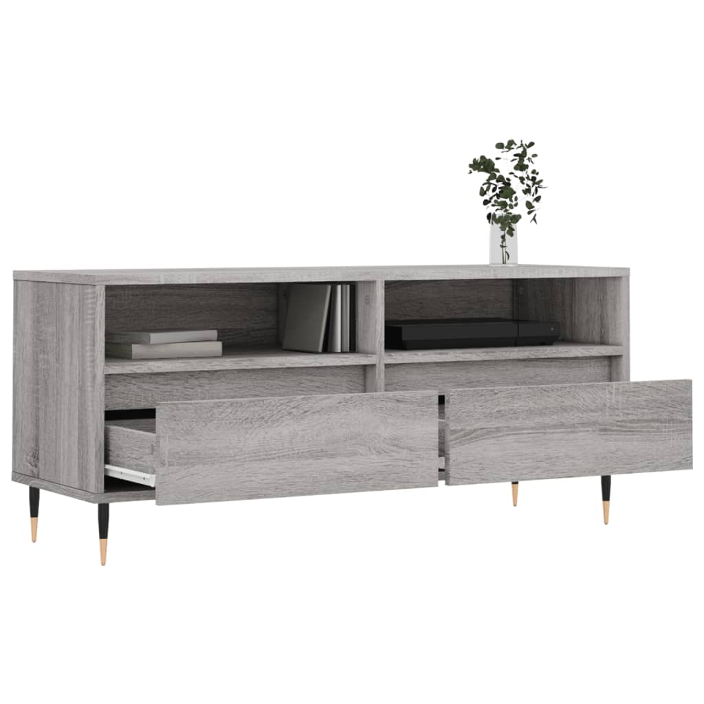 Tv-Meubel 00X34,5X44,5 Cm Bewerkt Hout Eikenkleur Grijs sonoma