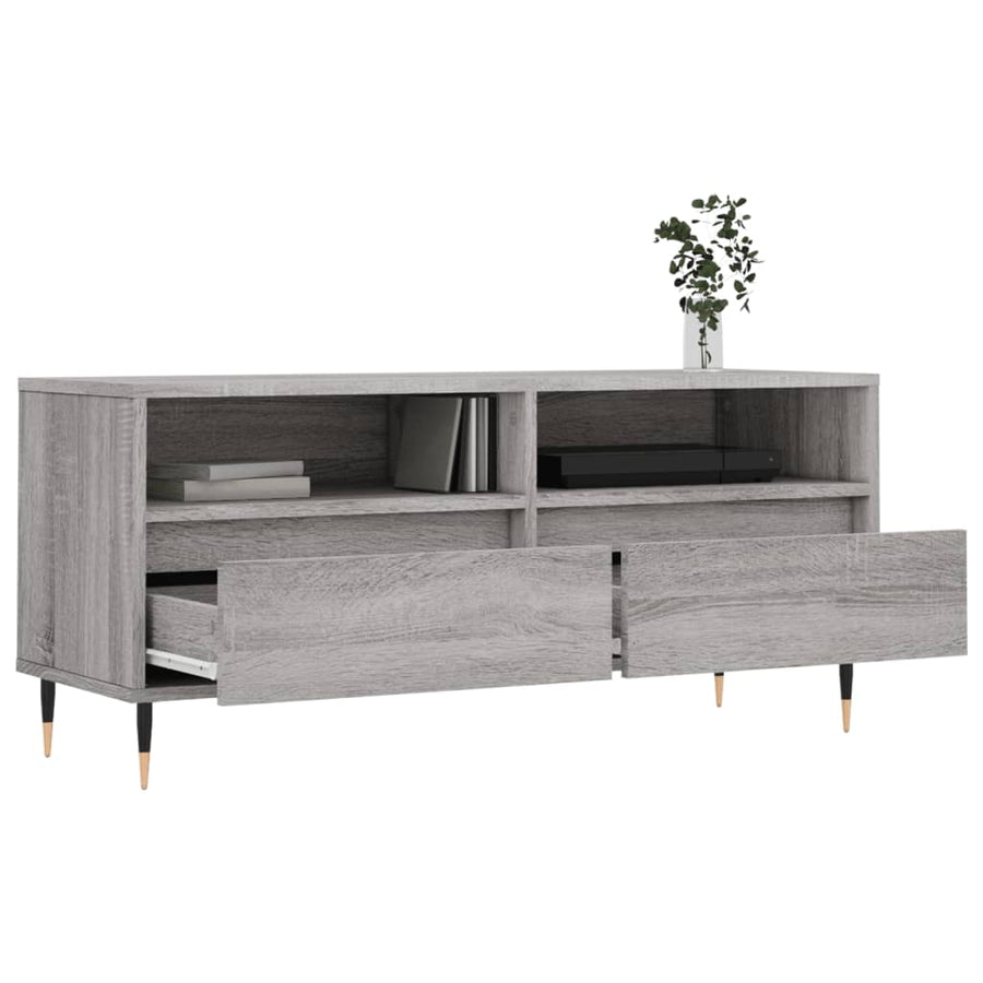 Tv-Meubel 00X34,5X44,5 Cm Bewerkt Hout Eikenkleur Grijs sonoma