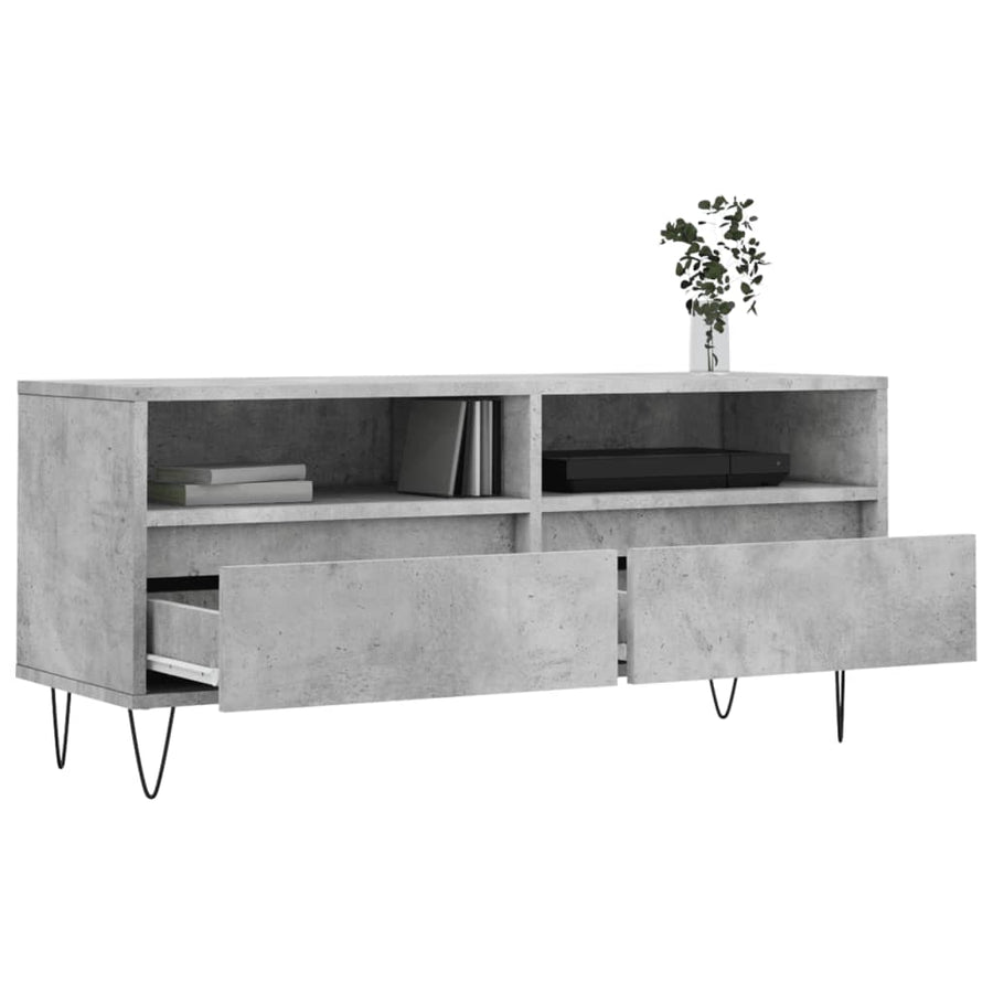 Tv-Meubel 00X34,5X44,5 Cm Bewerkt Hout Betongrijs