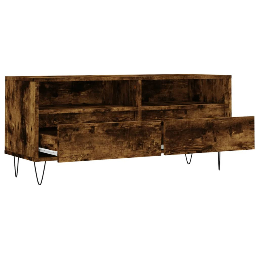 Tv-Meubel 00X34,5X44,5 Cm Bewerkt Hout Kleurig Gerookt eiken