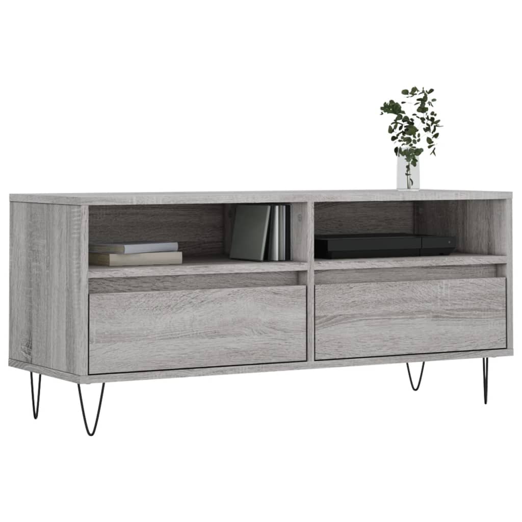 Tv-Meubel 00X34,5X44,5 Cm Bewerkt Hout Eikenkleur Grijs sonoma
