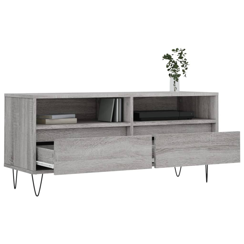 Tv-Meubel 00X34,5X44,5 Cm Bewerkt Hout Eikenkleur Grijs sonoma