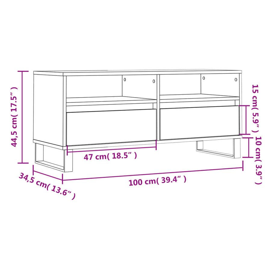 Tv-Meubel 00X34,5X44,5 Cm Bewerkt Hout Wit