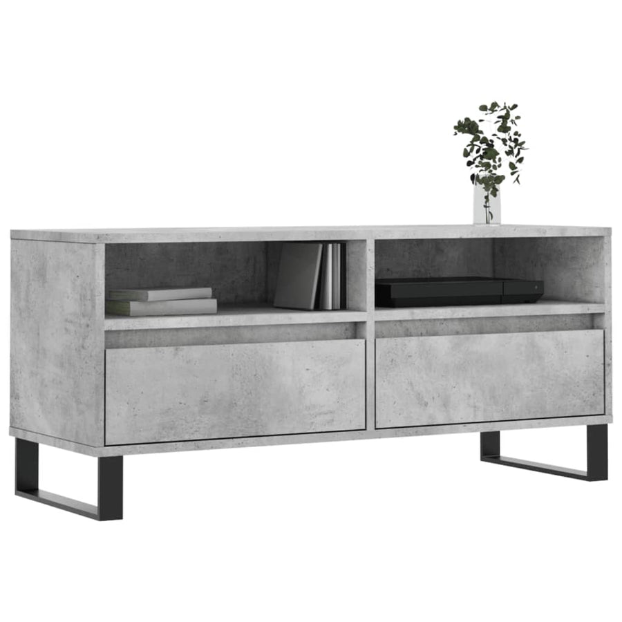 Tv-Meubel 100X34,5X44,5 Cm Bewerkt Hout Betongrijs