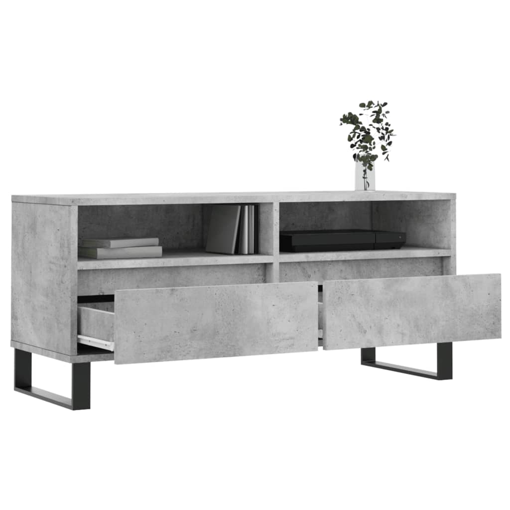 Tv-Meubel 100X34,5X44,5 Cm Bewerkt Hout Betongrijs