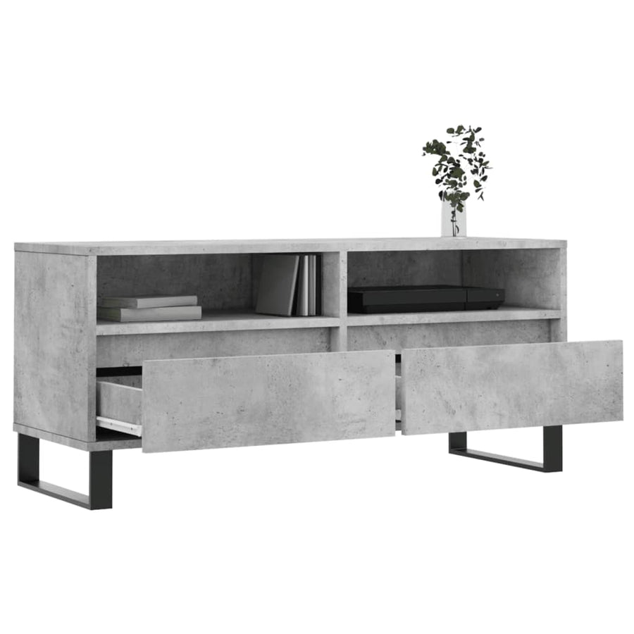Tv-Meubel 100X34,5X44,5 Cm Bewerkt Hout Betongrijs