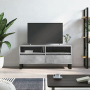 Tv-meubel 100x34,5x44,5 cm betongrijs bewerkt hout