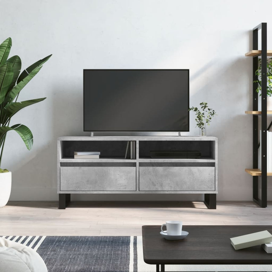 Tv-Meubel 100X34,5X44,5 Cm Bewerkt Hout Betongrijs