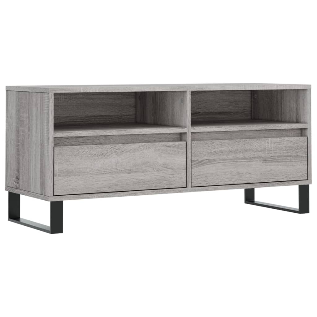 Tv-Meubel 100X34,5X44,5 Cm Bewerkt Hout Eikenkleur Grijs sonoma