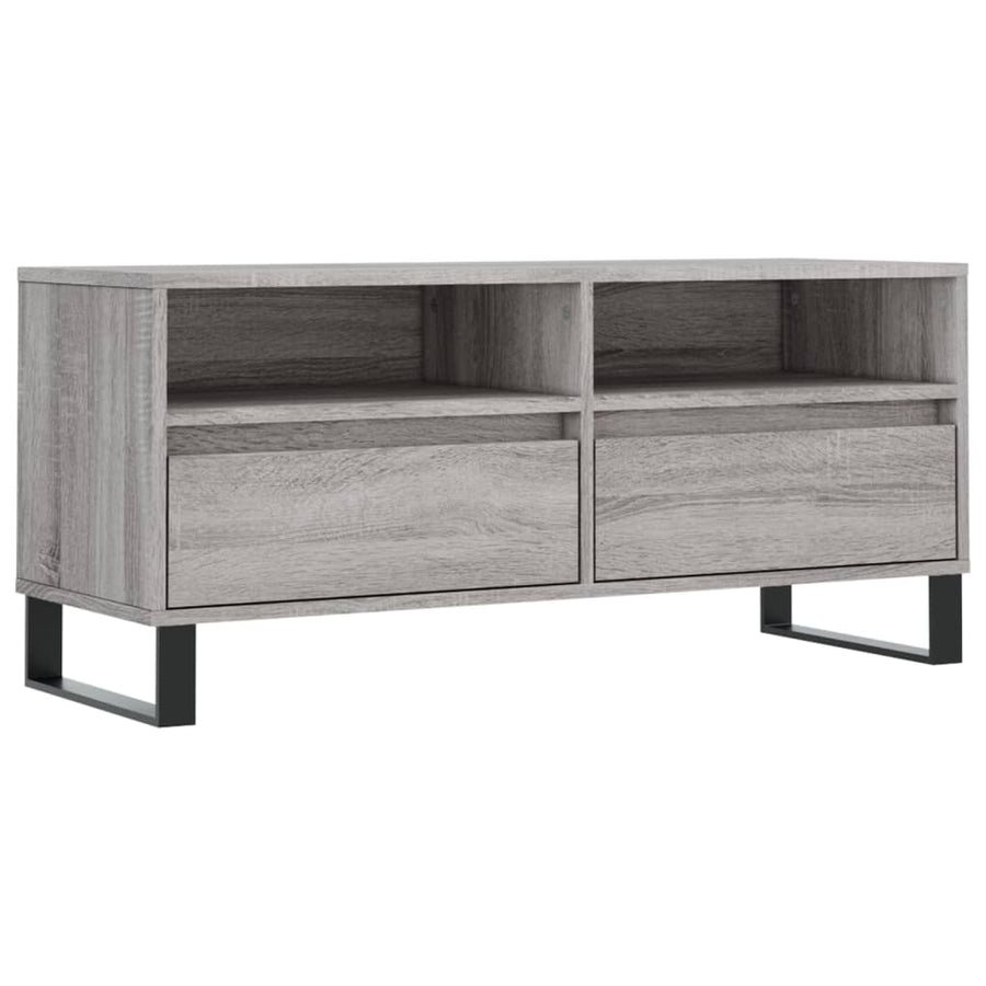 Tv-Meubel 100X34,5X44,5 Cm Bewerkt Hout Eikenkleur Grijs sonoma