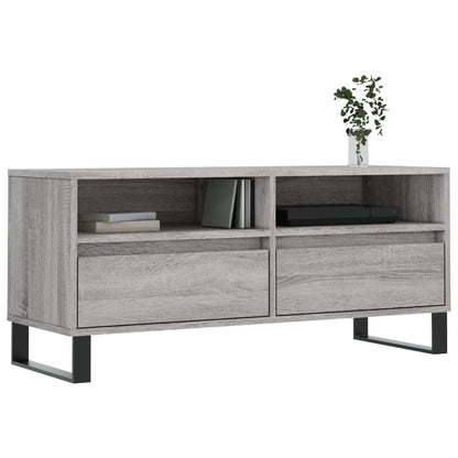 Tv-Meubel 100X34,5X44,5 Cm Bewerkt Hout Eikenkleur Grijs sonoma