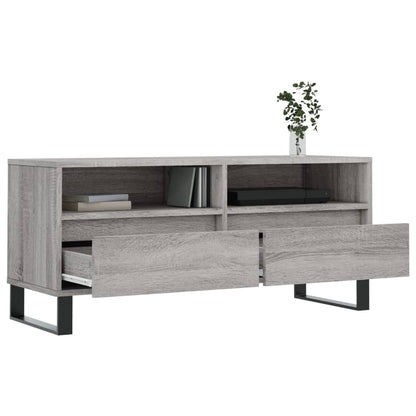 Tv-Meubel 100X34,5X44,5 Cm Bewerkt Hout Eikenkleur Grijs sonoma
