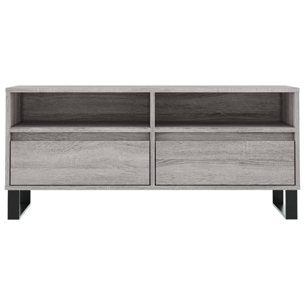 Tv-Meubel 100X34,5X44,5 Cm Bewerkt Hout Eikenkleur Grijs sonoma