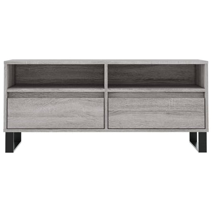Tv-Meubel 100X34,5X44,5 Cm Bewerkt Hout Eikenkleur Grijs sonoma