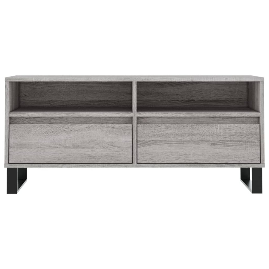 Tv-Meubel 100X34,5X44,5 Cm Bewerkt Hout Eikenkleur Grijs sonoma