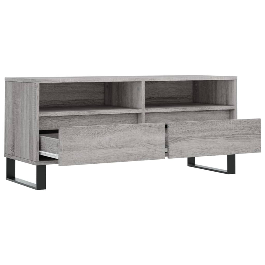Tv-Meubel 100X34,5X44,5 Cm Bewerkt Hout Eikenkleur Grijs sonoma