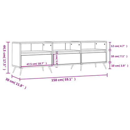 Tv-Meubel 50X30X44,5 Cm Bewerkt Hout Betongrijs