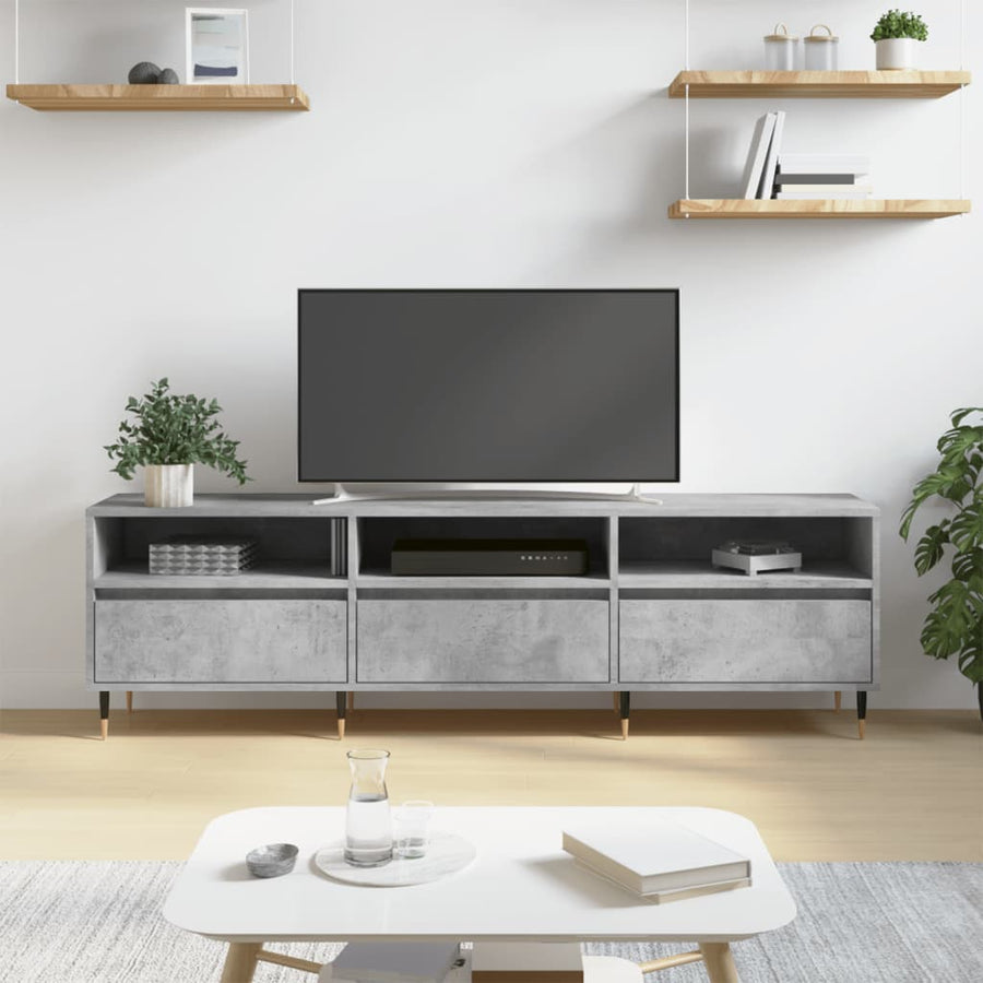 Tv-Meubel 150X30X44,5 Cm Bewerkt Hout Betongrijs